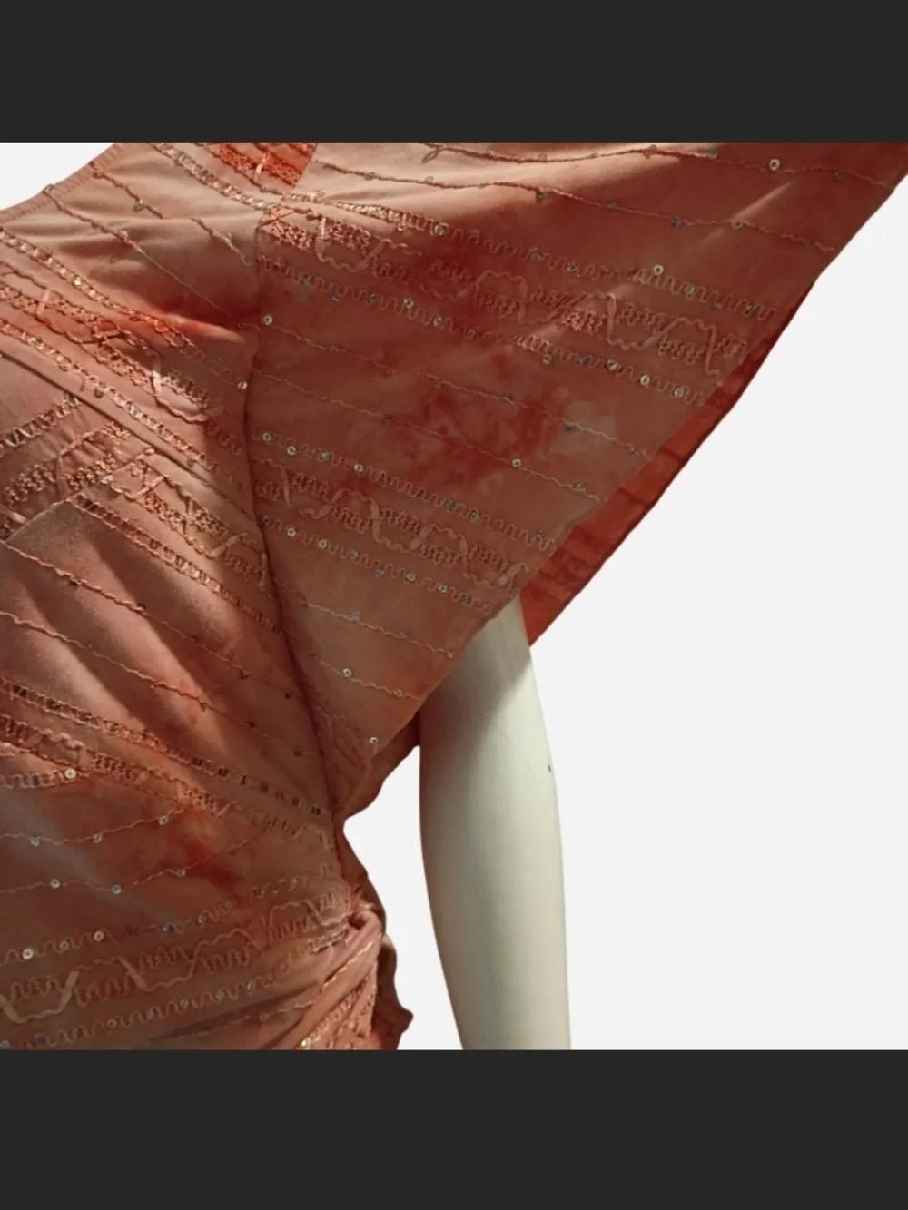 Y2K JM Collections women's M tie dye style peach color embroidered Sequin Top - Picture 4 of 8